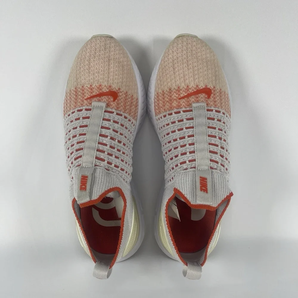 Nike React Phantom Run Flyknit 2 Shoes Womens 9.5 M White Orange Running Sneaker